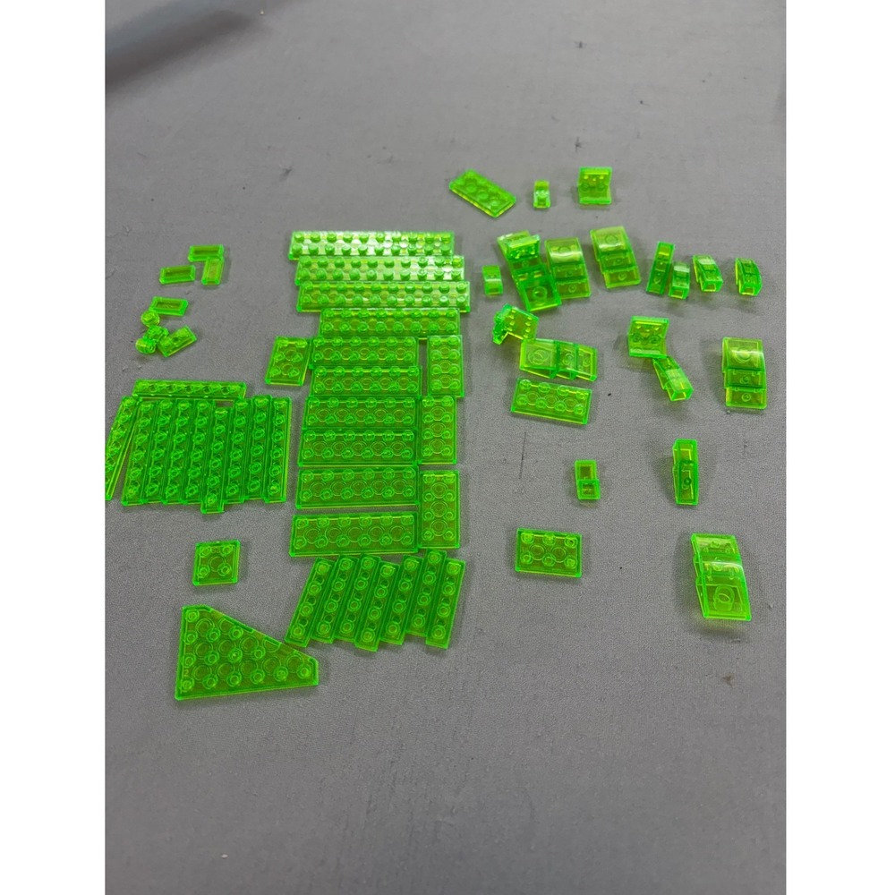 LEGO Trans-Neon Green 62  Parts Lot Plates Slopes Tiles Space MOC Piece Assorted